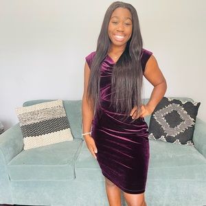Plum velvet dress